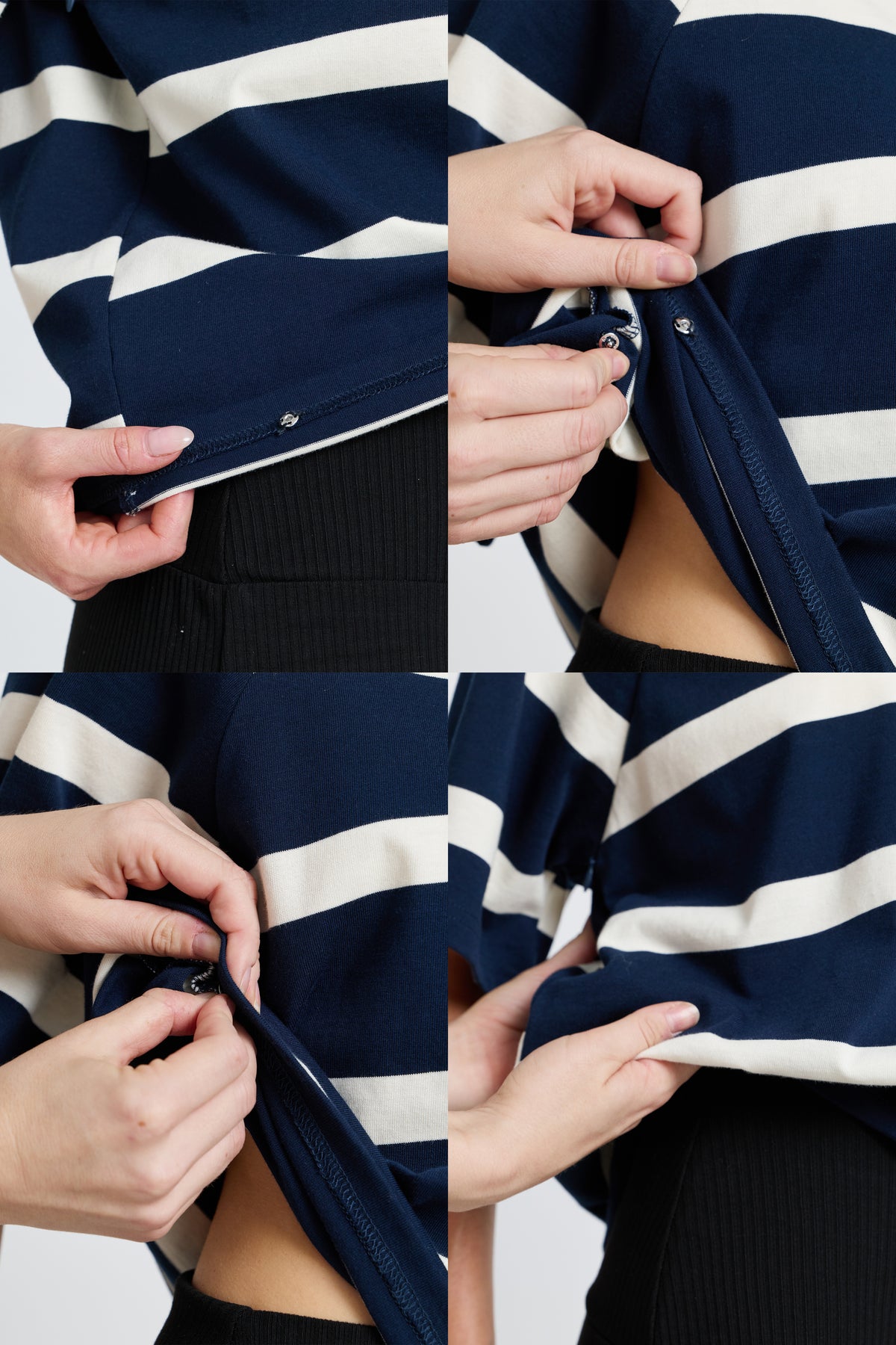 Classique Adjustable-Hem Box-Cut Tee - Navy / White