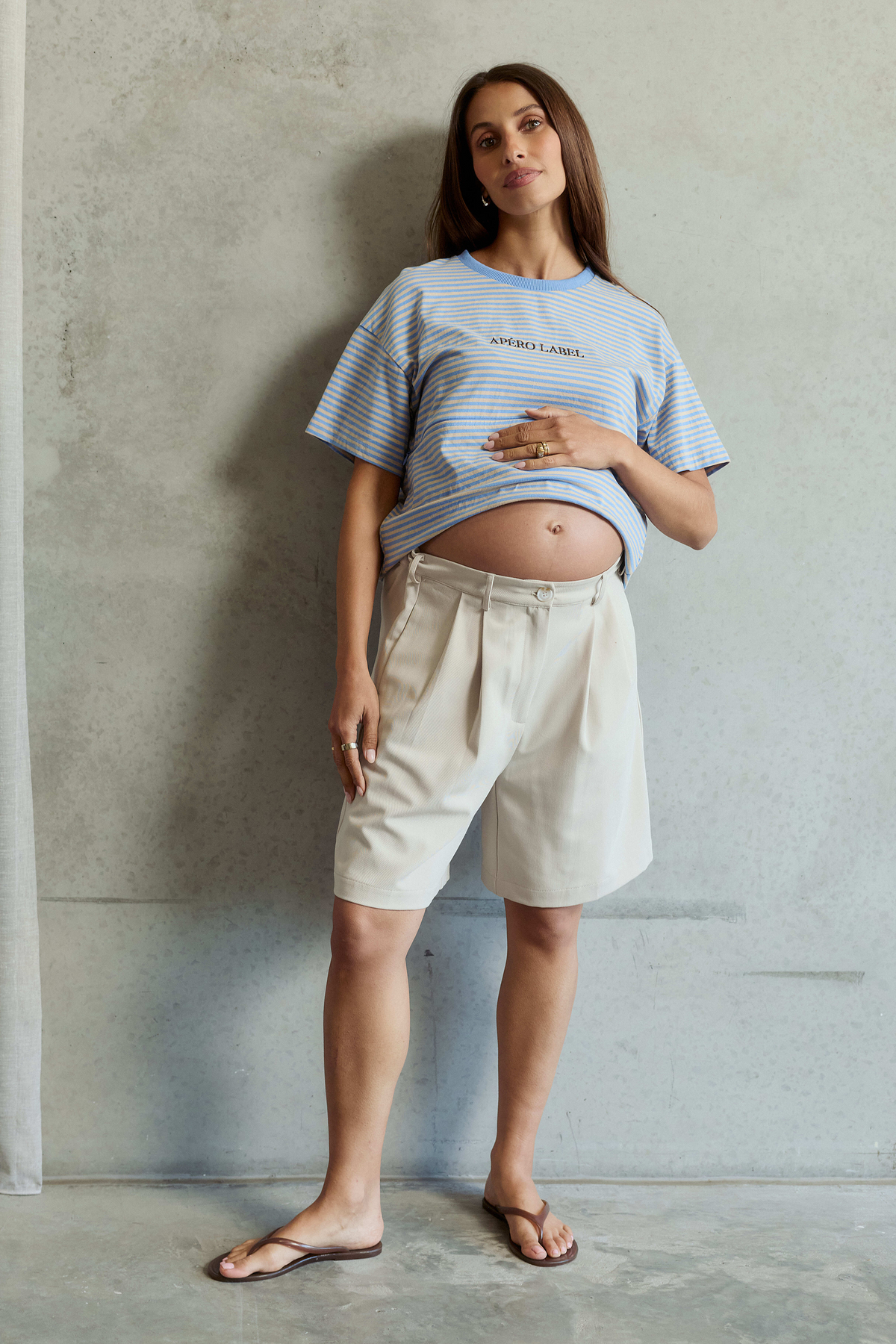 Era Drop-Shoulder Cropped Tee - Blue / Beige
