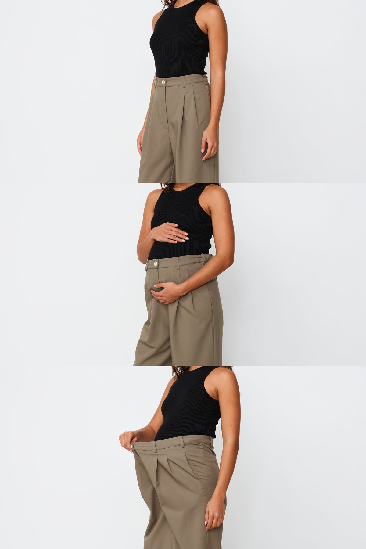 Zadie Adjustable Wide Leg Trouser - Khaki