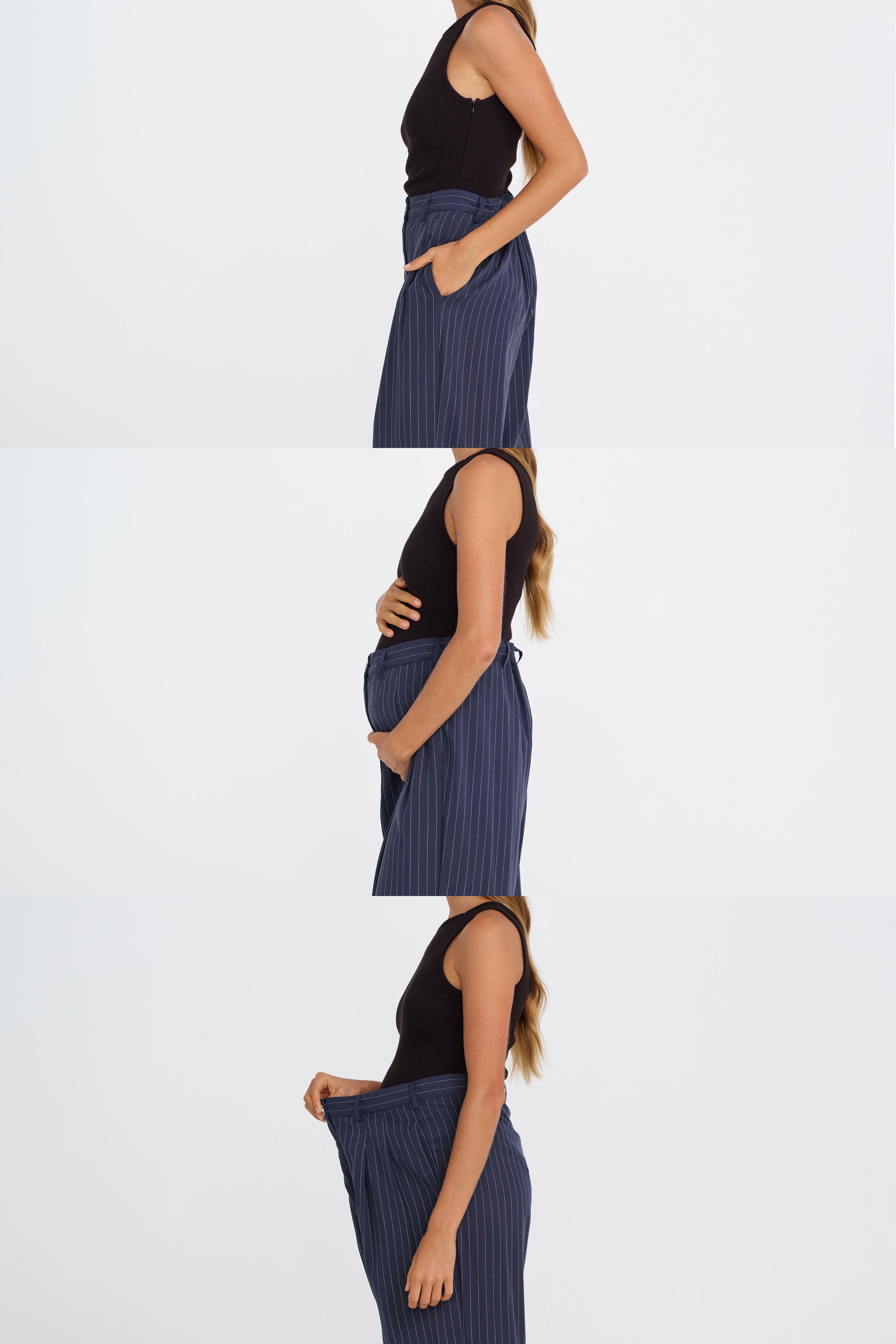 Bambi Pinstripe Adjustable Wide Leg Pant