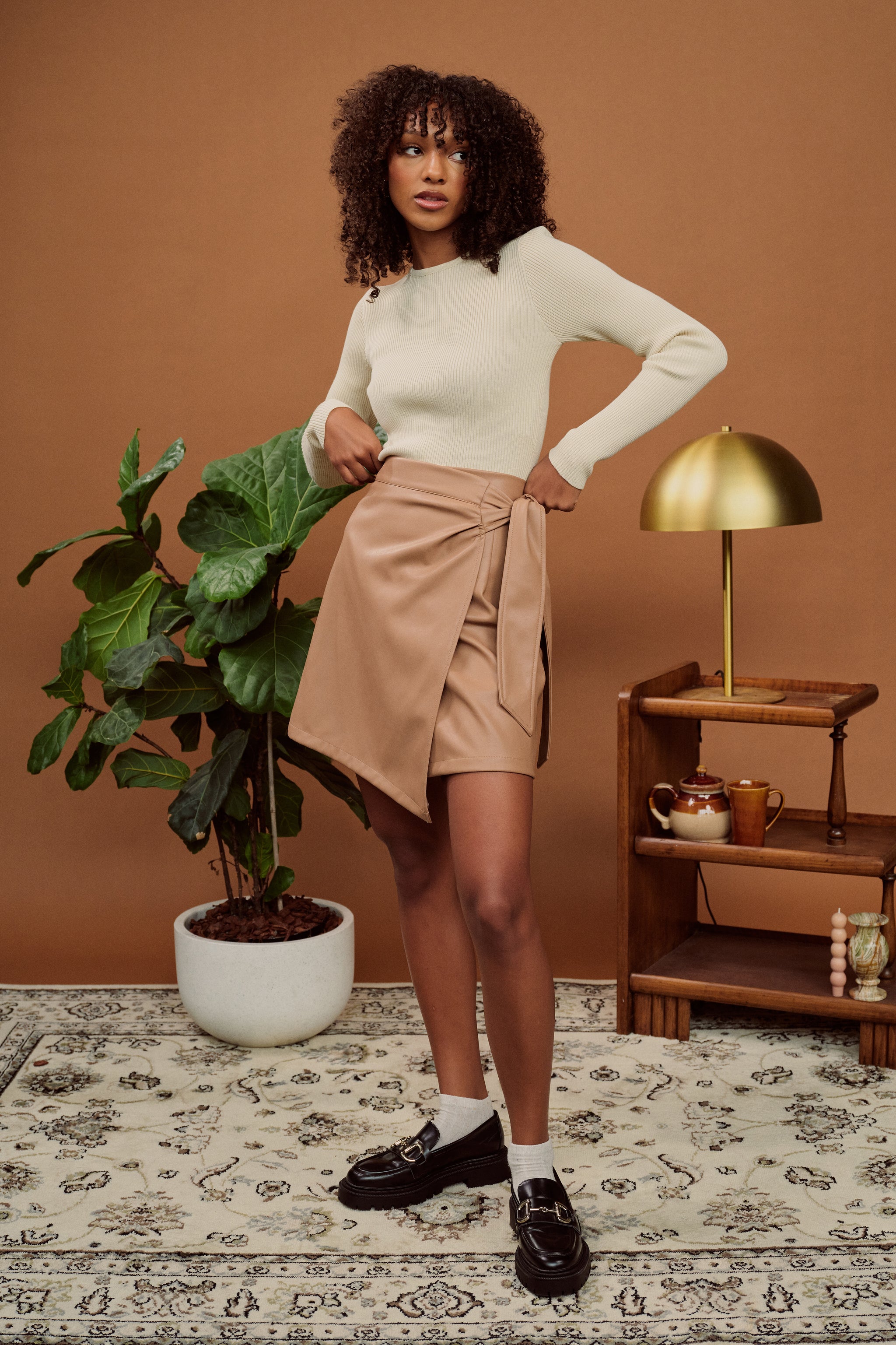 Blake Leather Look Wrap Mini Skirt Apero Label Apero Label